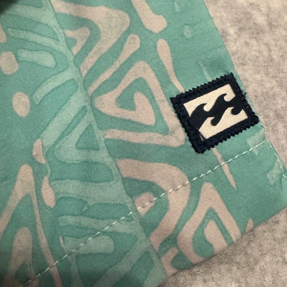 Billabong Boys Teal Tropical Floral Recycler Sundays Layback Board Shorts Size L